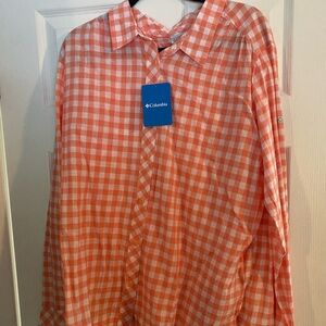 Columbia Coral Plaid button up XXL